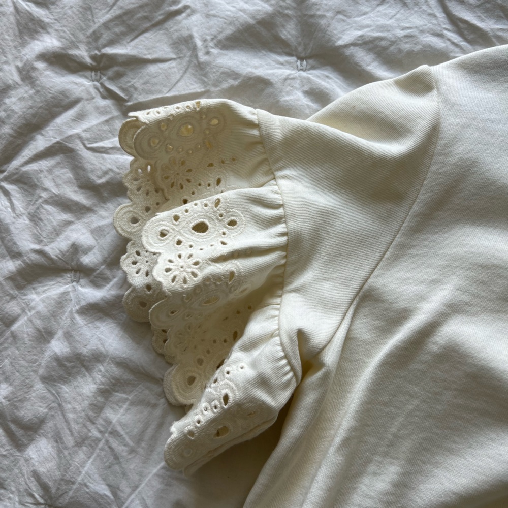 & Other Stories cream embroidered sleeve top